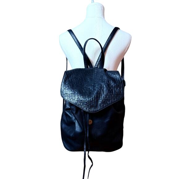 Day & Mood Black 100% Leather Backpack Retro Preowned in Clean Condition main image 4